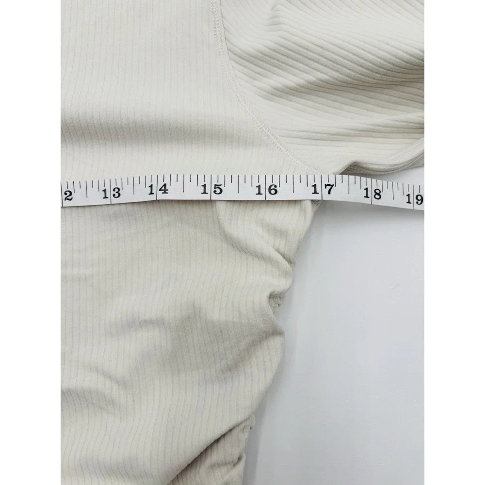 Lululemon Ribbed Ruched Side Long Sleeve Top Ivory Cream Fitted Women's
